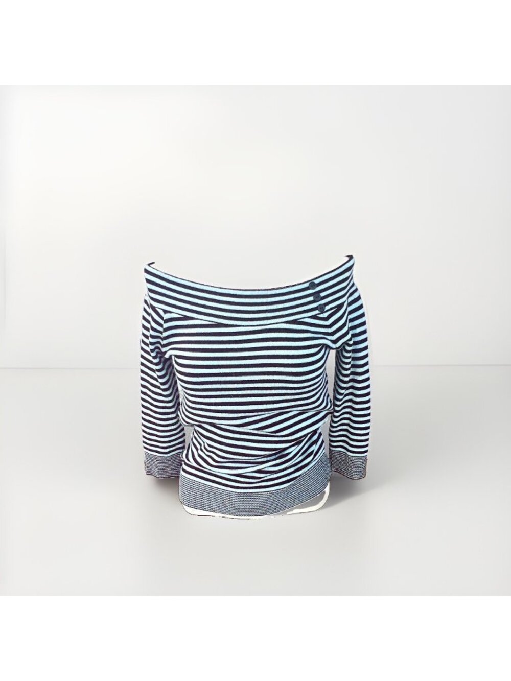 Vintage Divided H&M Made in England Striped Off Shoulder Knit Top UK 12 US M